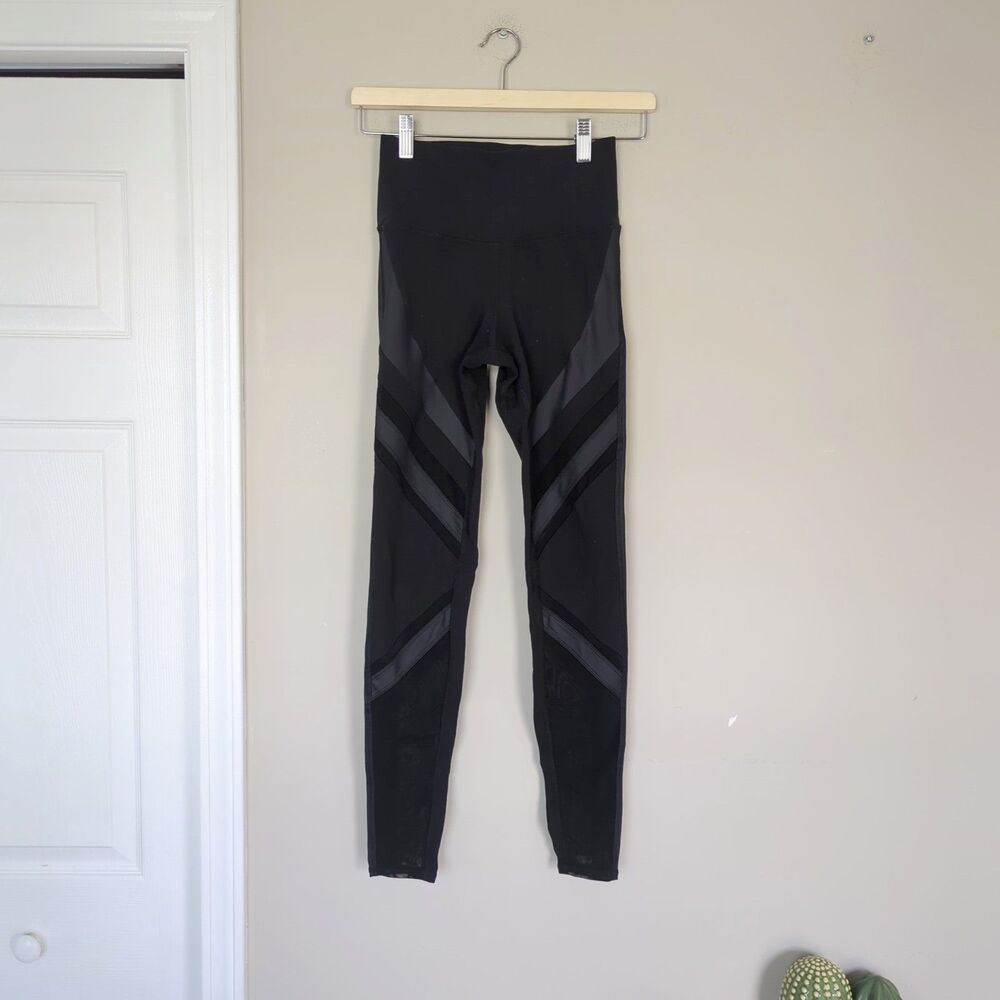 ALO Yoga Black Epic Leggings Mesh Sheer Panels NO SIZE Workout Fitness Gym